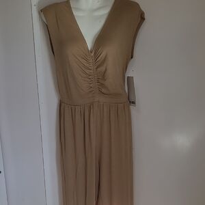 Gilli V-Neck Tan Jumpsuit